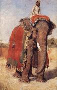 Edwin Lord Weeks A State Elephant at Bikaner Rajasthan oil on canvas